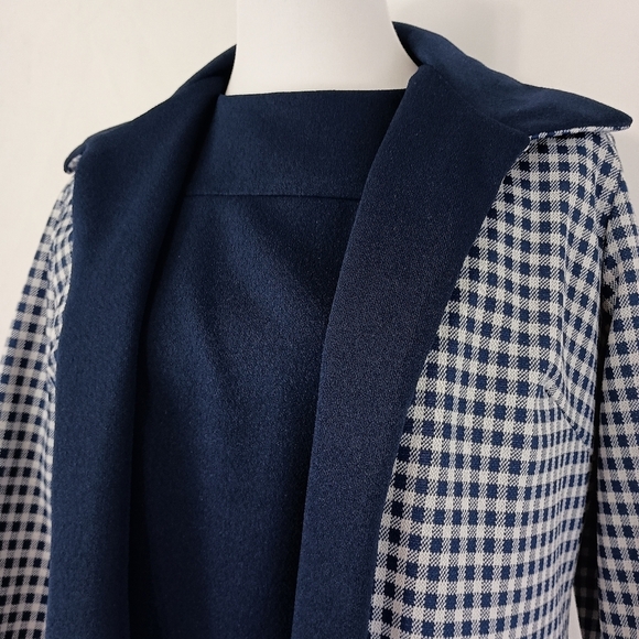 Vintage 60s Smartee Togs Women's Blue Pied De Poule Dress Jacket Combo size 12 - Picture 3 of 12